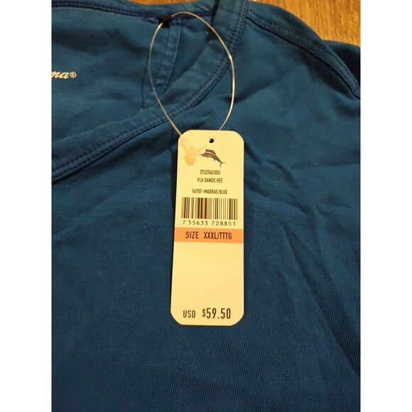 NWT Tommy Bahama Shirt Mens 3XL Blue V Neck Soft Tee Marina Blue Resort Wear - Picture 5 of 8